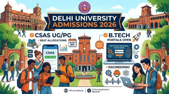 Delhi University Admissions 2026: CSAS UG/PG Seat Allocations and B.Tech Portals Open